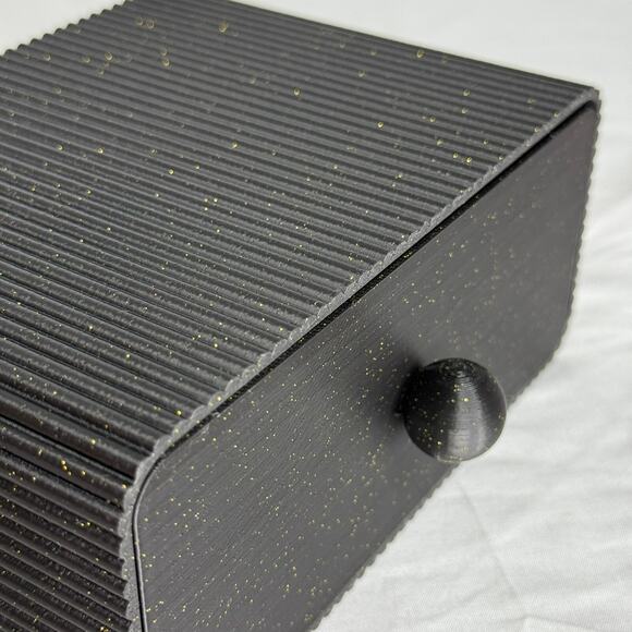 Black Glitter Storage Box with Drawer Textured Modern Minimalist Deck Decor 6.5" - Picture 5 of 8